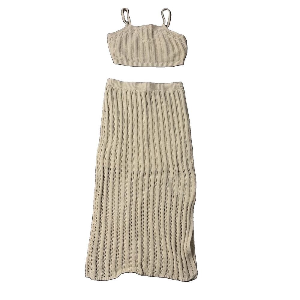 Knitted boho Skirt And Crop Top Outfit Size Medium.